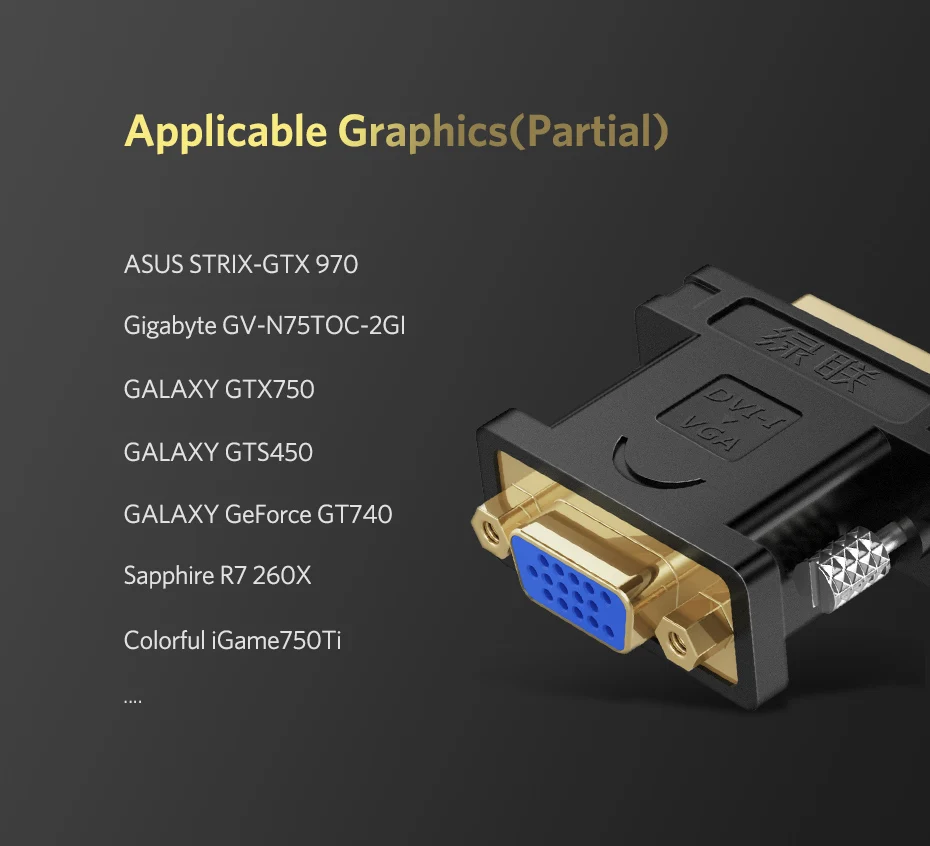 Ugreen 1080P DVI 24+ 5 мужчин и женщин VGA конвертер DVI i к VGA адаптер позолоченный DVI конвертер для компьютера PC хост ноутбука