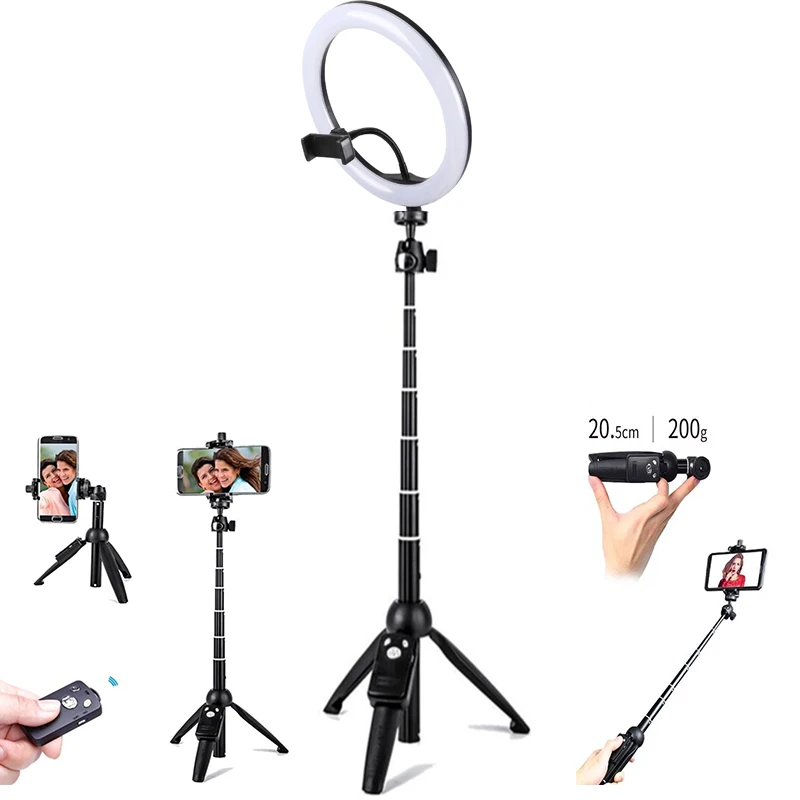 

26cm Ring Light USB Charge Ring LED 110cm Height YUNTENG Self Stick for Camera Phone Photography Smartphone Studio Live show