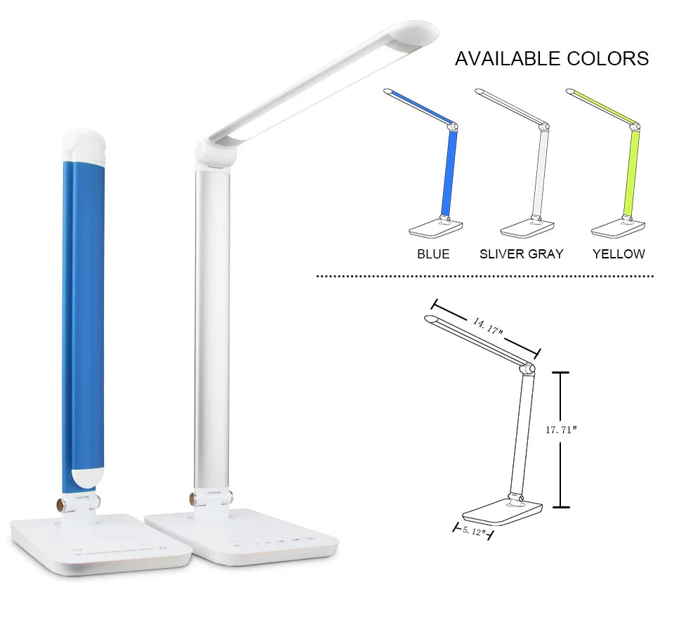 ToJane TG-168 настольная лампа 5 цветовых режимов x 7 Dimable уровней светодио дный Светодиодная настольная лампа для чтения 8 Вт eyсветодио дный E-friendly Светодиодная настольная лампа металл USB свет