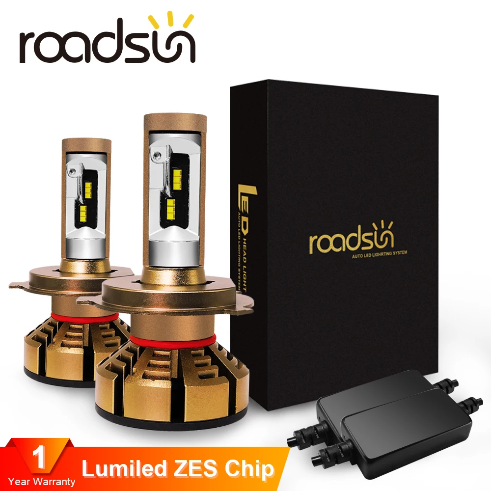 Baratos Roadsun H7 Led H4 con Lumileds Luxeon ZES Chips bombillas para faros delanteros de coche H1 LED H11 H8 HB3 9005 HB4 9006 lámpara automática 6000K 12V 12000LM