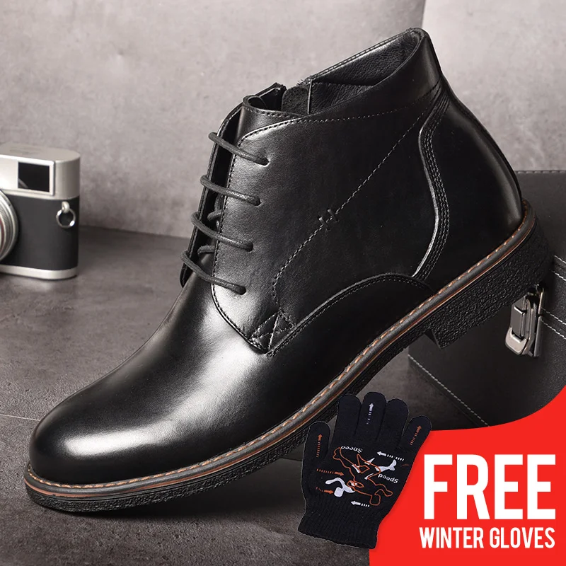 Achat OSCO 2018 Business Casual Bottes En Cuir Véritable Hommes Chaussures De Mode Chaussures Hommes Hiver Cheville Bottes Hommes Bottes D hiver Hommes Chaussures