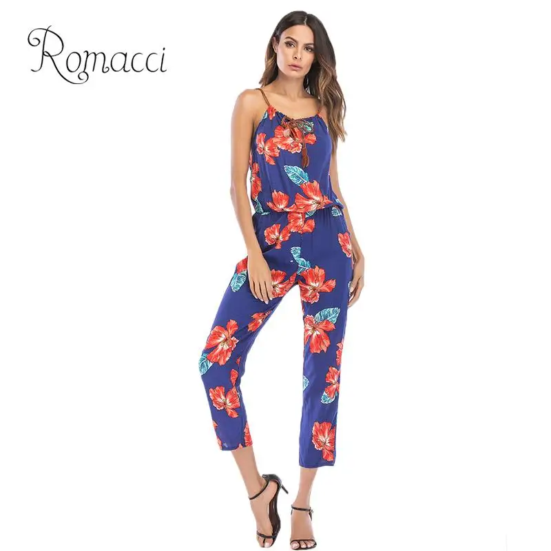 XURU Women Sleeveless Wide Leg Jumpsuits Romper V Neck