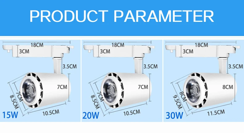 15 Вт, 20 Вт, 30 Вт, COB, коммерческий светодиодный Трек, легкая одежда, магазин обуви, трековые огни, светильники
