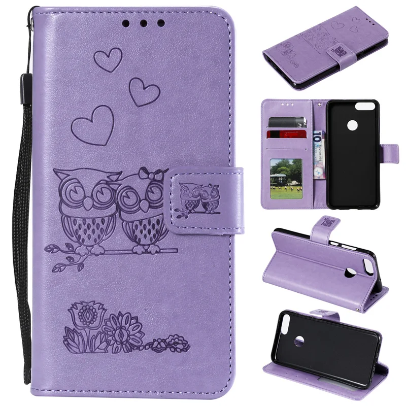 

New Owl Flip Wallet Cell Phone Case For Huawei P Smart 2019 Coque Soft TPU Cover For Funda Huawei Honor 10 Lite Case Leather Bag