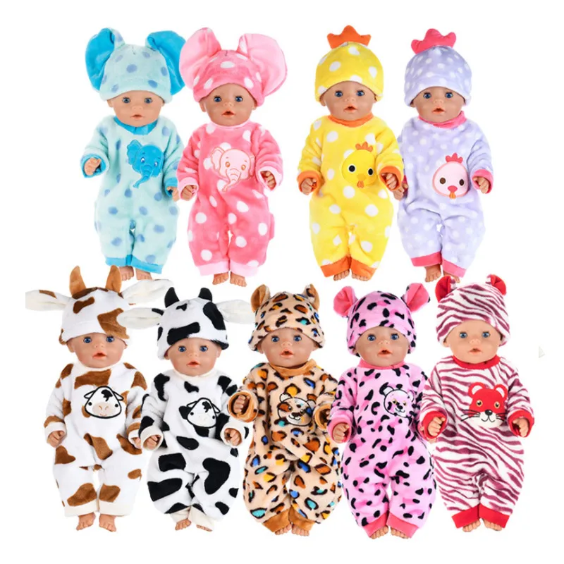 

2019 New Creative Doll Clothes Animal Jumpsuits+ Cap Doll clothes Wear for 43cm baby Doll Children best Birthday Gift(