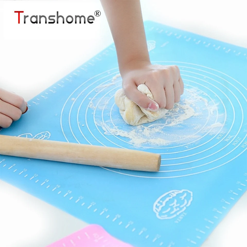 

Transhome Silicone Baking Mat Non-stick Rolling Fondant Pizza Pastry Dough Maker Kitchen Gadgets Cooking Tools Bakeware Mat