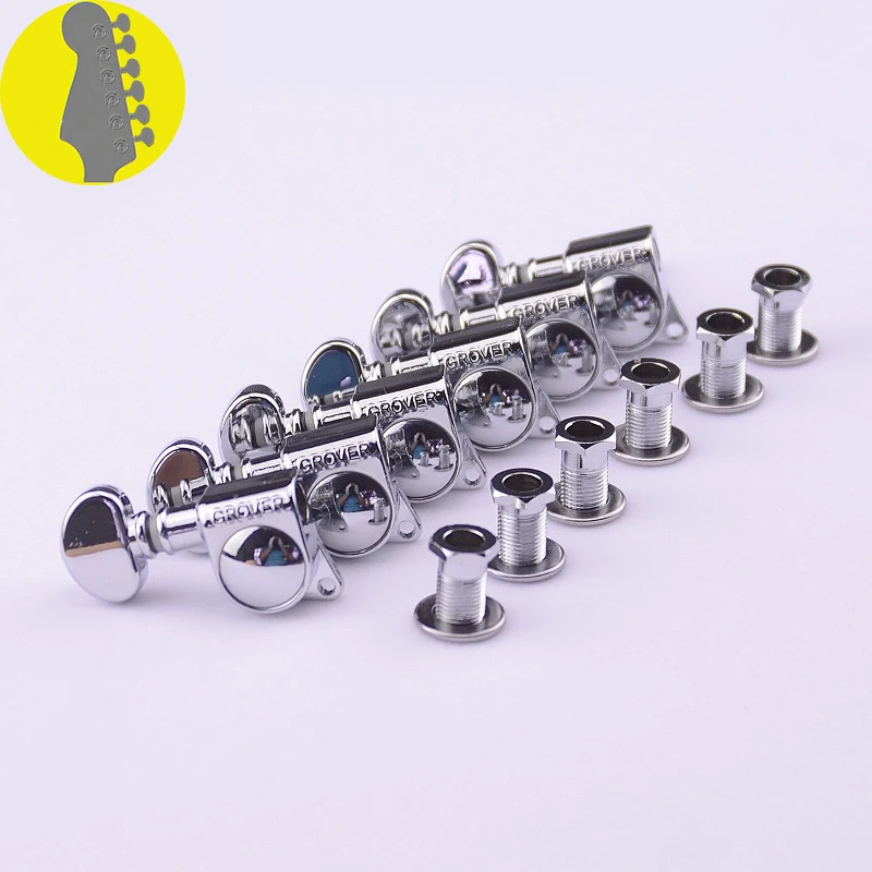 

1 Set 6 In-line Genuine Grover Left Hand Guitar Machine Heads Tuners 1:18 Chrome ( without original package )