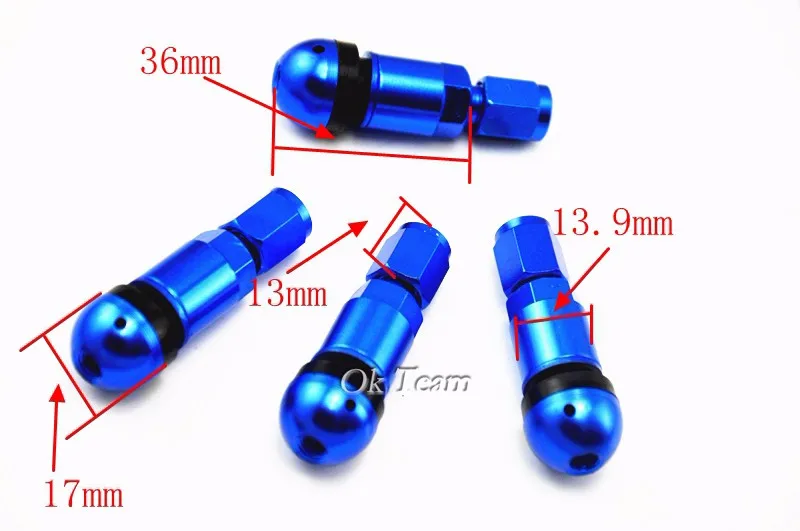 4 шт. болт-в алюминиевом автомобиле бескамерные колеса шины клапан Стебли с пылезащитными колпачками Синий Красный Серебряный черный золотой