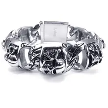 Хип-хоп панк браслет мужской Титановый стальной браслет грубая секция череп голова украшения