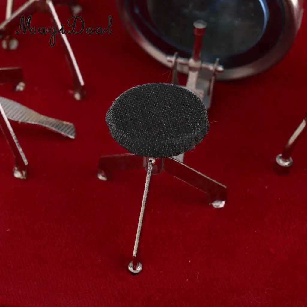 14*10*10cm Miniature Copper Drum Set Musical Instrument Model for Dollhouse Home Room Desk Table Display Ornaments Children Toy