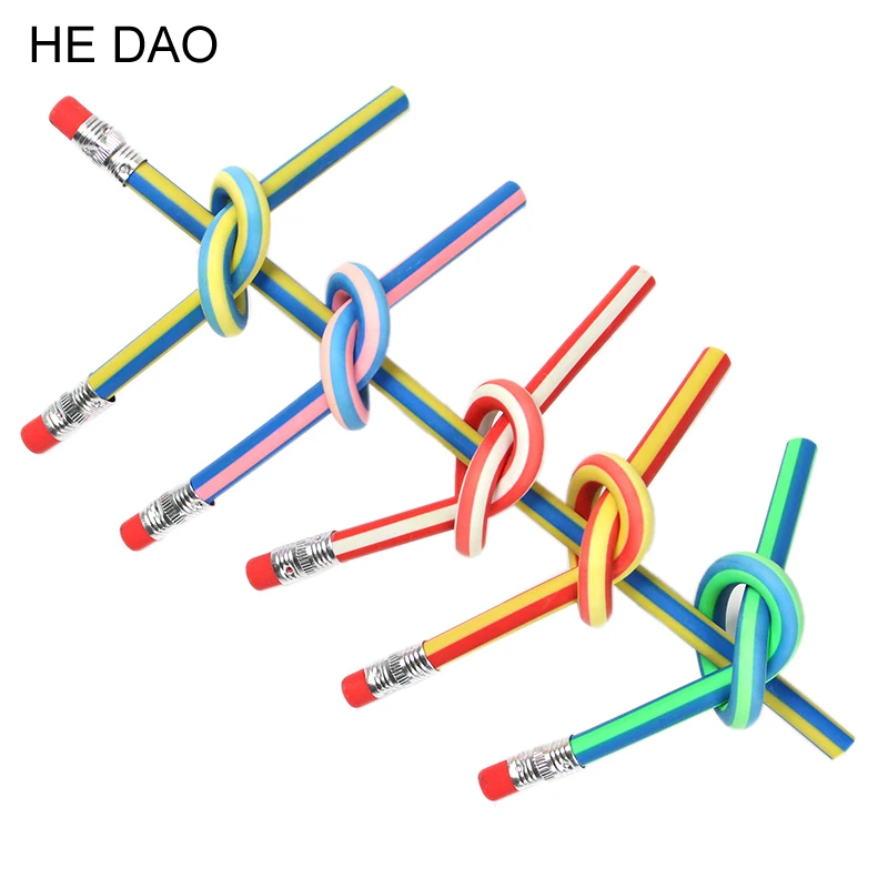 

6pcs Korea Cute Stationery Colorful Magic Bendy Flexible Soft Pencil With Eraser Student School Office Use
