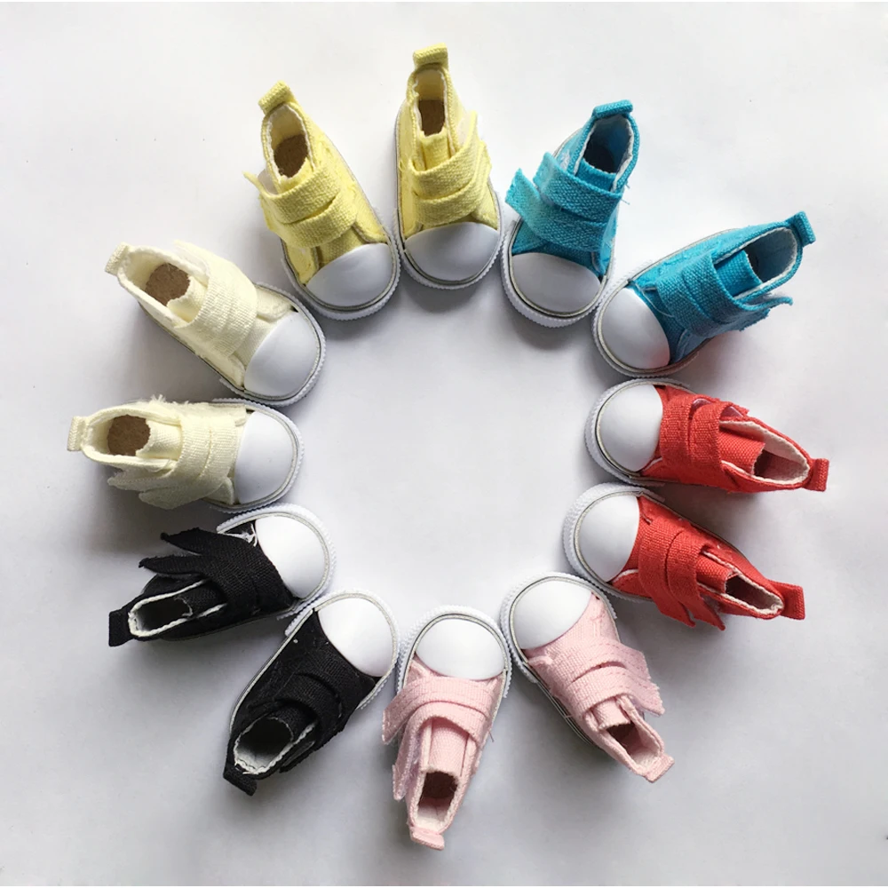 5pairs lot 5cm Canvas Shoes For BJD Doll Mini Textile Doll Boots 1 6 Denim Sneakers