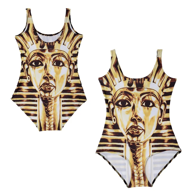 Golden Pharaoh Egypt One Piece Swimsuit Vintage Egyptian Pyramids Swimwear Women Monokini