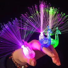 Лучший подарок на день рождения новая люминесцентная лампочка на палец Цвет Павлин щеголящий хвост Оптическое волокно лампа Хэллоуин Павлин лампочка на палец 14