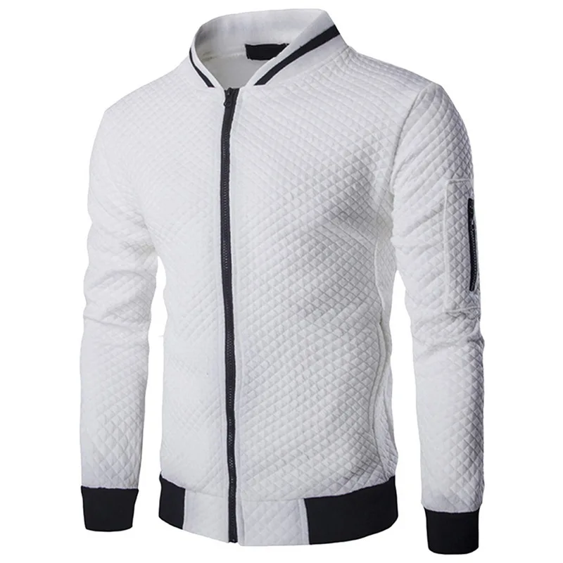 

Laamei Men's Veste Homme Argyle Zipper Jacket Casual Jacket 2019 Autumn New Trend White Fashion Men's Jackets Clothes