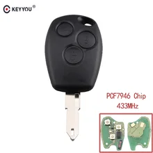 KEYYOU 3 кнопки Автомобильный Дистанционный ключ 433 МГц для Renault Megane Modus сlio Kangoo Logan Sandero Duster с чипом PCF7946 NE73 Blade