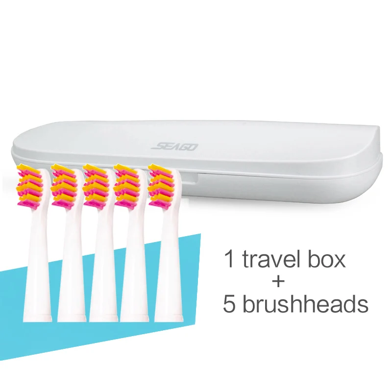 Новая электрическая зубная щетка портативная дорожная коробка Анти-пыль чехол для хранения Seago насадки для электрической зубной щетки SG-507 Крышка для путешествий на открытом воздухе - Цвет: WhiteBox 5PinkHead