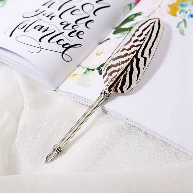 Креативная винтажная перьевая ручка винтажная Выгравированная металлическая перьевая ручка Фирменный Подарок Европейская перьевая ручка Мемориальный набор