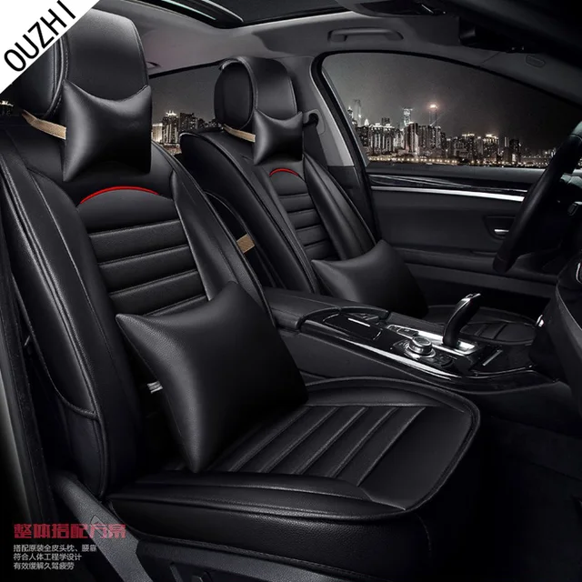 OUZHI brand black brown beige leather car seat cover front and back ... OUZHI brand black brown beige leather car seat cover front and back ...