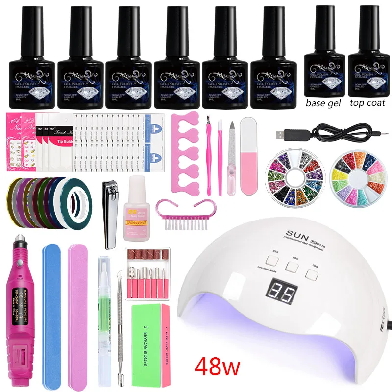

Electric Nail Manicure Machine Tools Kit Nail Led Uv Lamp Dry 6 Color Gel Nail Polish Varnish Manicure Set Acrylic Nail Kit