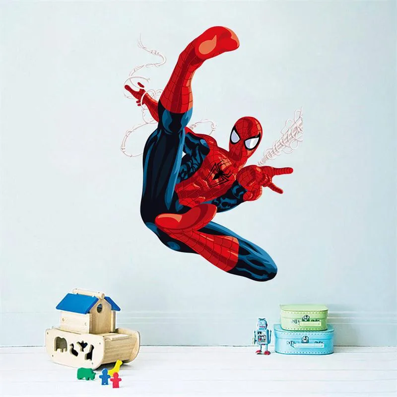 Популярный герой, Человек-паук, мультфильм, детская комната, наклейка, Настенная Наклейка для мальчика, игрушка на день рождения, подарок, детские, вечерние, домашний декор