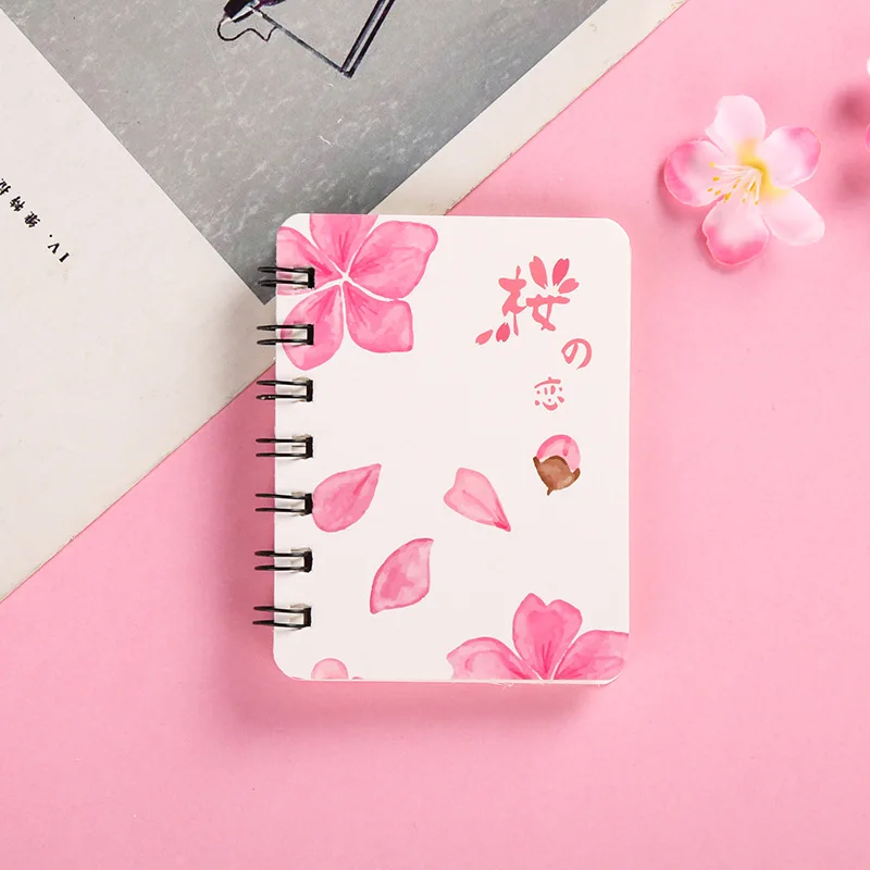 Япония кавайная розовая Сакура романтическая спиральная записная книжка бумага вишни студенческие канцелярские принадлежности Школьные офисные принадлежности дневник блокноты