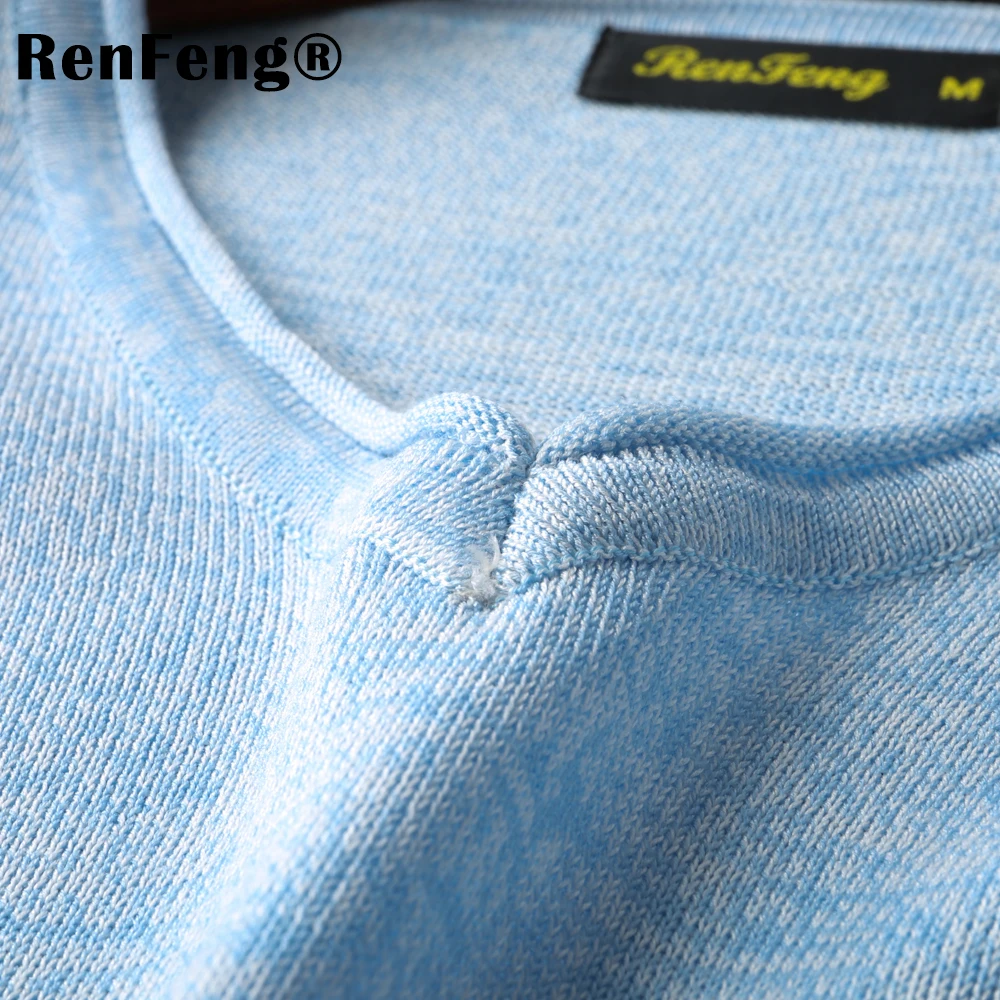 Pack of 2 Autumn Streetwear T-shirts 2018 Mens Sweater Men V-neck T Shirt Slim Fit Pullover Sueter Hombre Knitwear Pull Gray Blue (8)