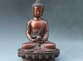 

Tibet Buddhism Temple Red Copper Bronze Sakyamuni Tathagata RuLai Buudha Statue