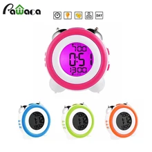 

Double Bell Alarm Clock Round Small Mute Electronic Digital Clock Desktop Table Decor Children Bedroom Cute Alarm Clock