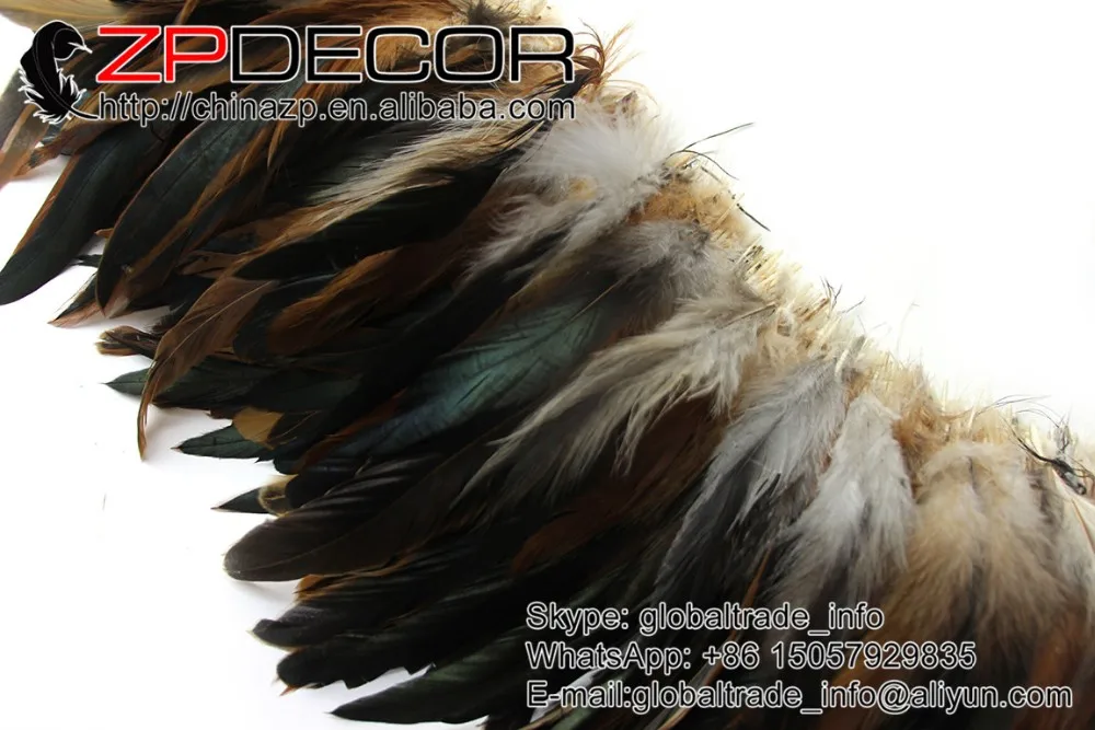 Brown Half Bronze Strung Rooster Schlappen Feathers (32)