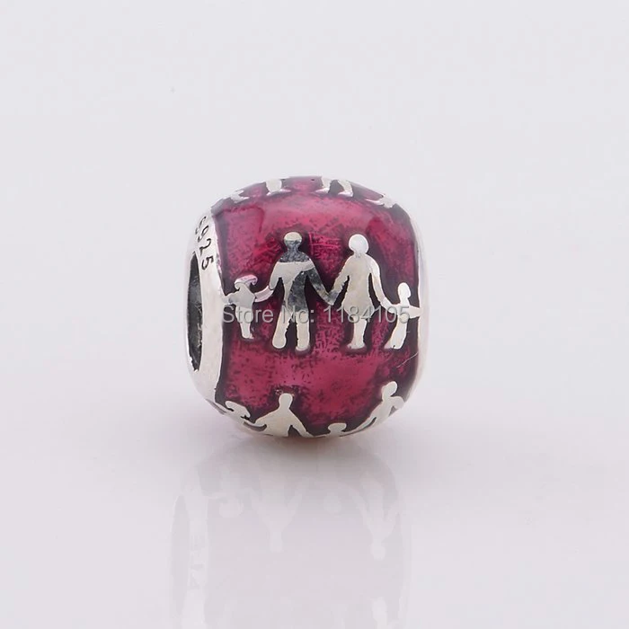 

Family Fun Thread Hole Beads S925 Sterling Silver Purple Enamel Charm Bead, Fits European brand Charm Bracelet DIY Making