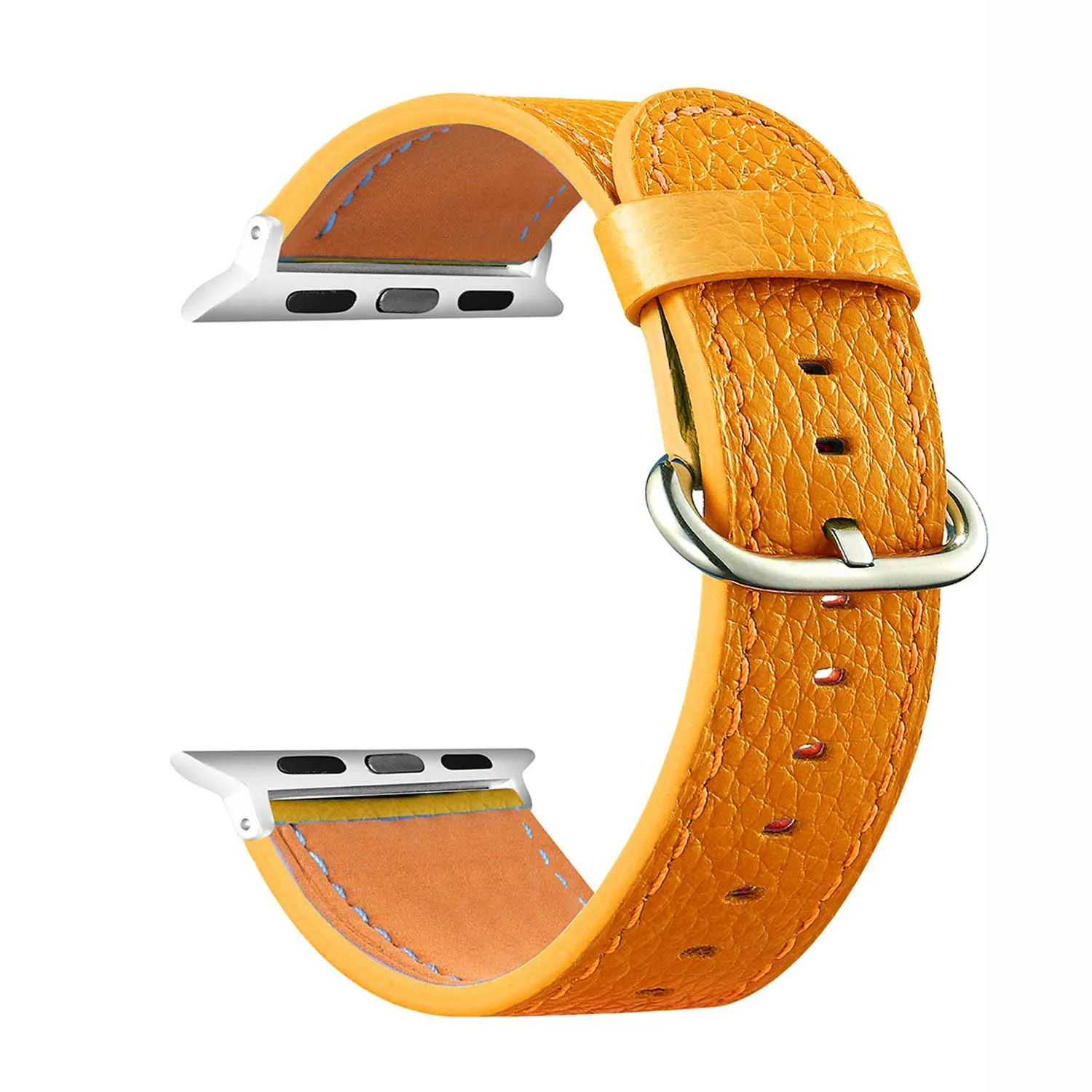 Данная панель поддерживает 8 расцветок кожаный ремешок для наручных часов Apple Watch, версии 4/3/2/1 браслет, 42 мм, 38 мм, ремешок для наручных часов iwatch, 5/4 полоса 40 мм 44 мм - Цвет ремешка: Цвет: желтый