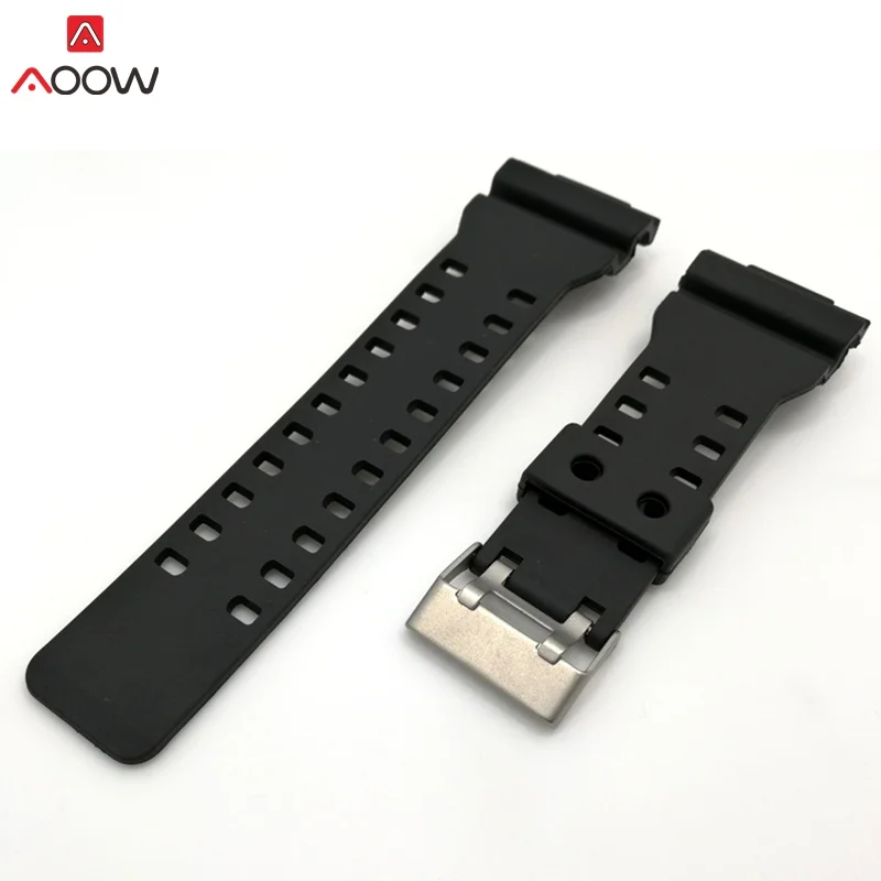 16mm Watchband Silicone Rubber Watch Band Strap Fit For Casio G Shock Replacement Black