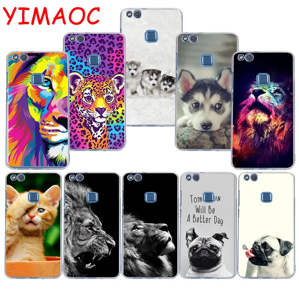 

YIMAOC 124z cute dog pug and tiger lion Soft TPU Case for Huawei P20 Pro P10 P9 P8 Lite P Smart Mate 10 lite 20 pro