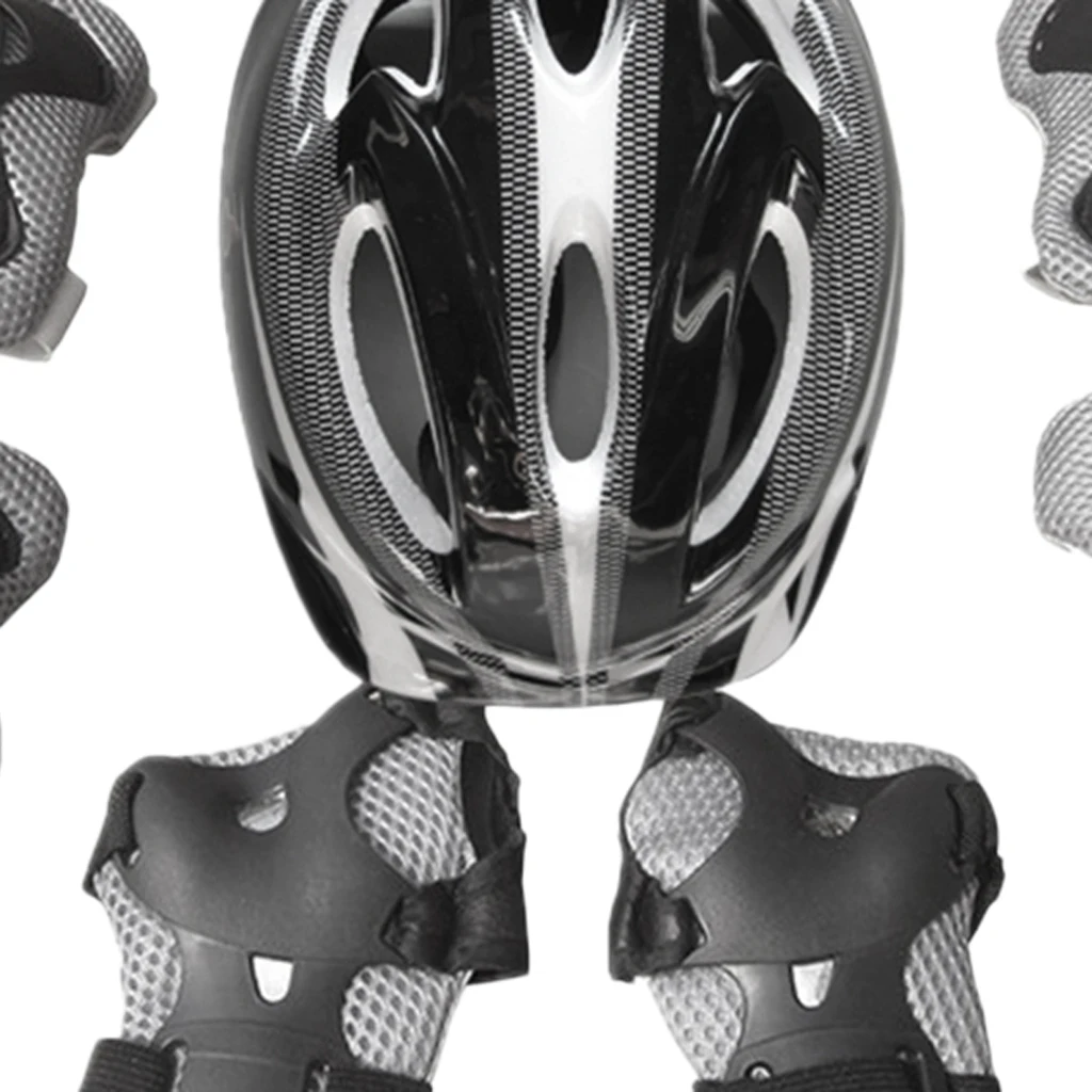 Child's 7Pcs Cycling Roller Skating Protective Gear Set 58-62cm Safety Helmet+Knee&Elbow Pads+Wrist Guards Kids Protective Gear