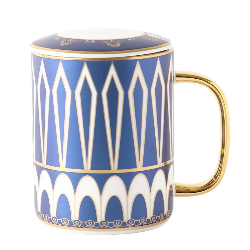 

Creative minimalist style coffee cup with cover spoon I Nordic lovers cup ceramic large capacity Office Mug B