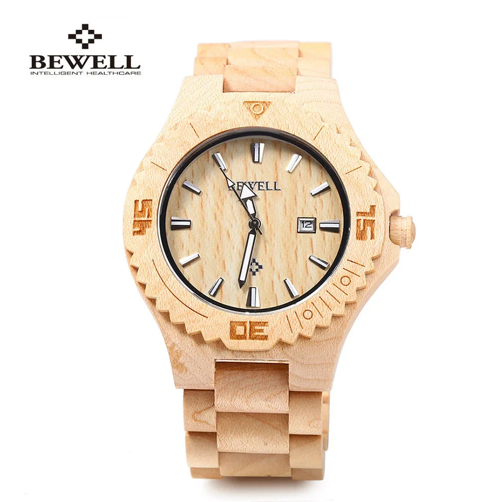 2018 Bewell Top Brand Luxury Wooden Watches Quartz Men Watch Nature Fashion Relogio Masculino Dress Full Sandalwood Wristwatch