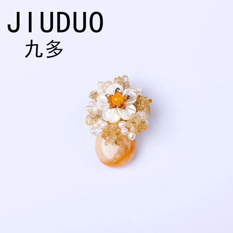 

JIUDUO Modern Style Antique Metal Natural Stone Brooch Pins Accessories Royal Blue Beads Vintage Brooches WomenJewelry crystal