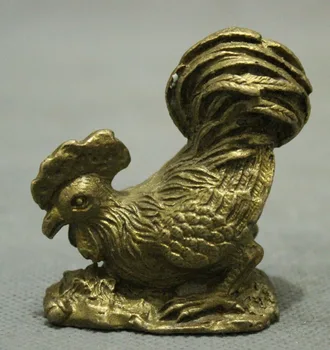

Chinese Pure Brass Auspicious Year Zodiac Cock Rooster Statue Art Sculpture Set