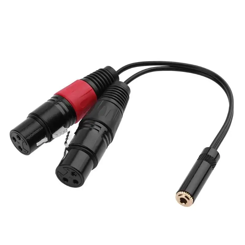 

ALLOYSEED 0.2m 3.5mm Female Jack Stereo to Dual XLR 3 Pin Female Plug Y Splitter cord Microphone Extension Cable