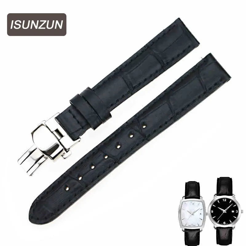Goede ISUNZUN 13mm Armband voor Tissot 1853 T057.910 T057.210 lederen T057 Alternatieve Zwart Vervanging Watch Band Riem Mannen Uur