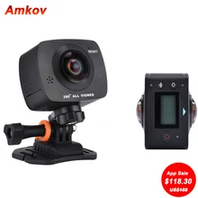 New Arrival AMKOV AMK200S dual lens 360*360 Degree Panorama Camera HD WiFi Sport Camera Action Camera Support VR Youtube