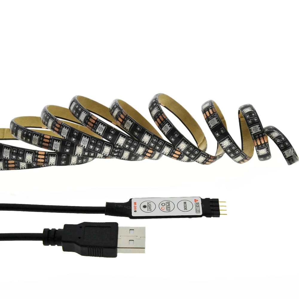 USB Светодиодная лента черная печатная плата SMD 5050 RGB IP20/IP65 водонепроницаемая 5 в
