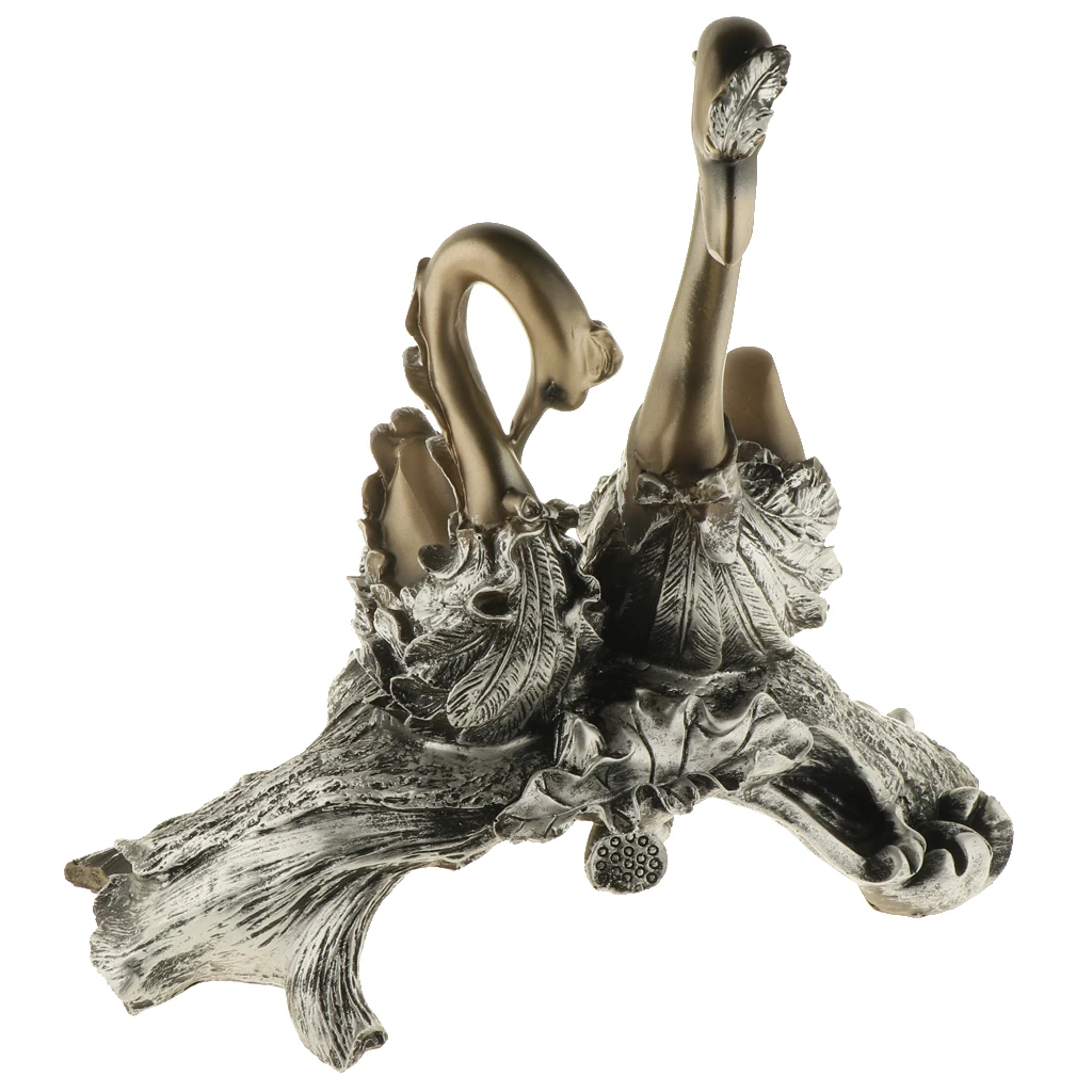 

Elegant Swan Couple Lover Birds Resin Statue Figurine Sculpture Handicrafts for Living Room Desk Wine Cabinet Bookshelf Decor