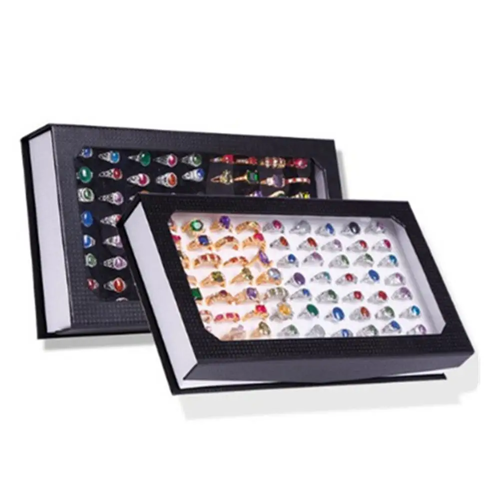 

Fashion Flip Flap 72 Holes Rings Earrings Storage Case Box Jewelry Display Tray Holder