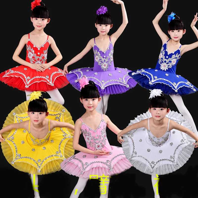 Детское танцевальное платье с блестками 6 цветов|tutu dance dresses|dance dress girlsswan lake |