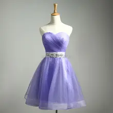 Attraktive Damen Weg Von der Schulter Licht Lila Cocktailkleid Schatz Mit Perlen Perlen Korsett Zurück Knielangen