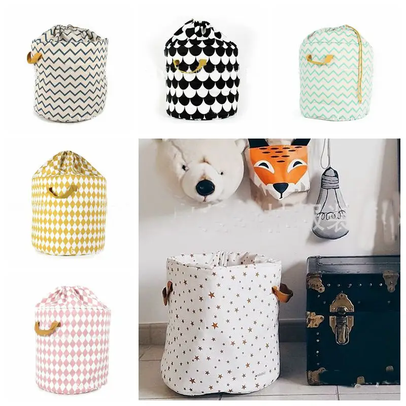 Zakka Large Storage Bag Kid Toys Organizer Clothes Shoes Laundry Bag Children Baby Play Mat Stripes