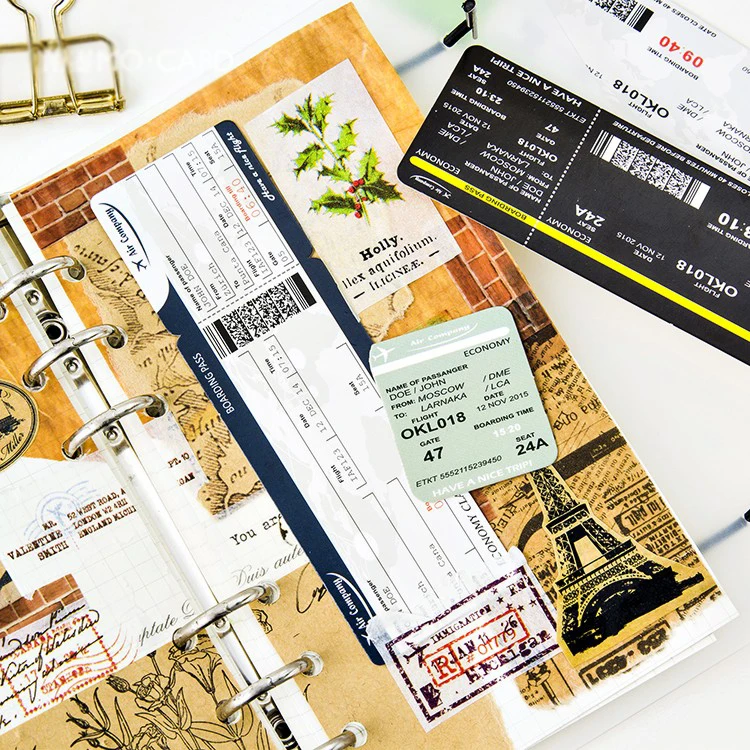 

multi-use 30 pcs Plane passenger ticket Style Craft Paper Cards as bookmark tag gift decoration Scrapbooking DIY message card