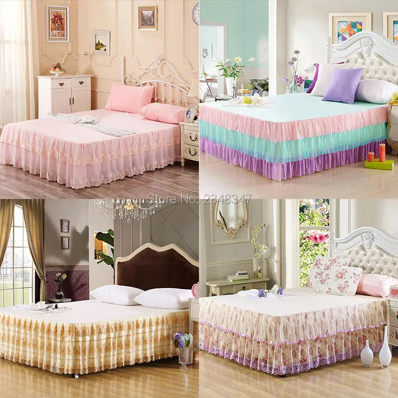 Princess Style Lace Multi Layer Ruffled Tulle Bedding Bed Skirt